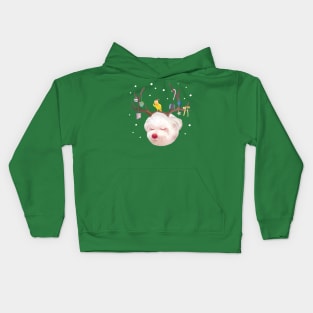 Puppy in Reindeer Antlers Kids Hoodie